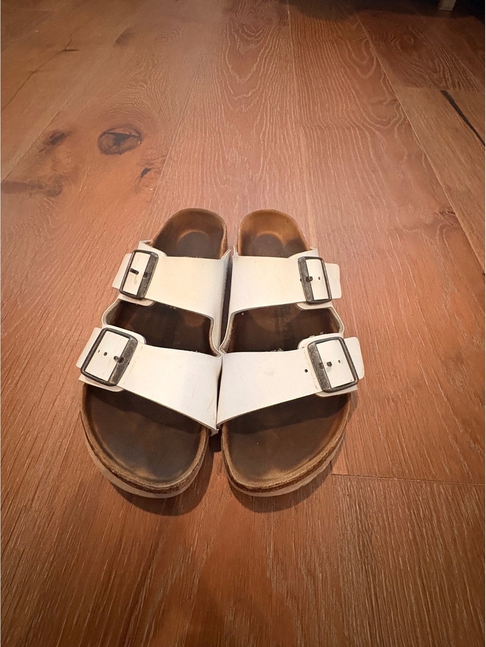 Birkenstock White Two-Strap Cork Footbed Sandals - Listed US 8.5